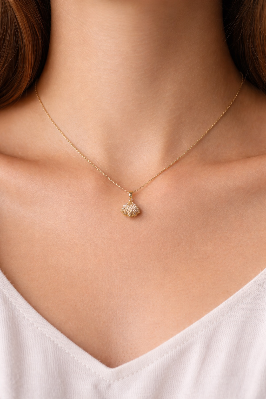 Golden Shell Charm Necklace | Anti-tarnish