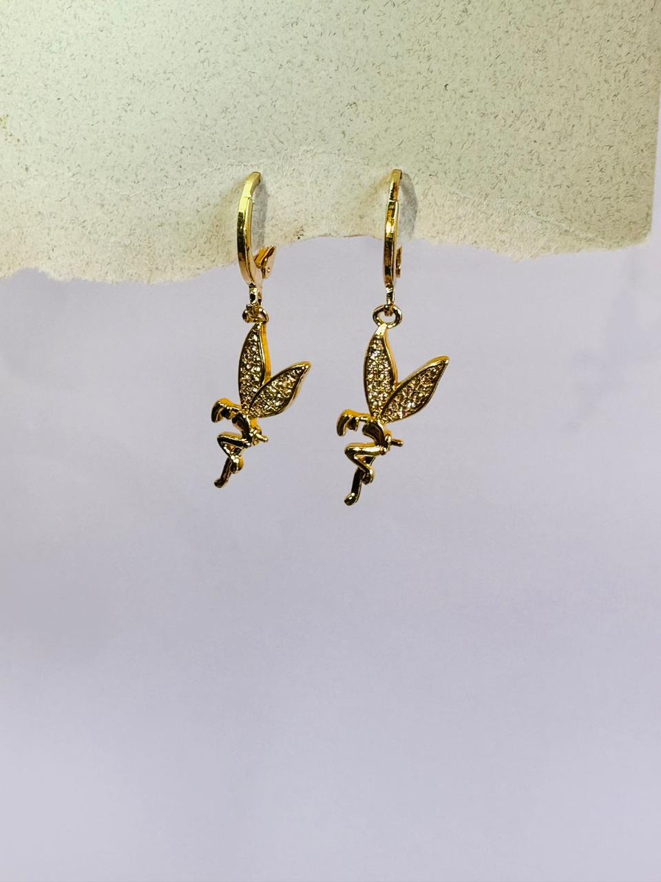 Set of 3 Gold Plated Crystal Drop & Fairy Hoop Earring