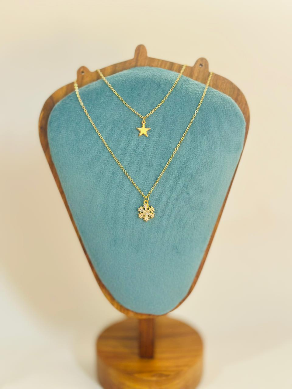 Snowflake Sparkle Gold Necklace