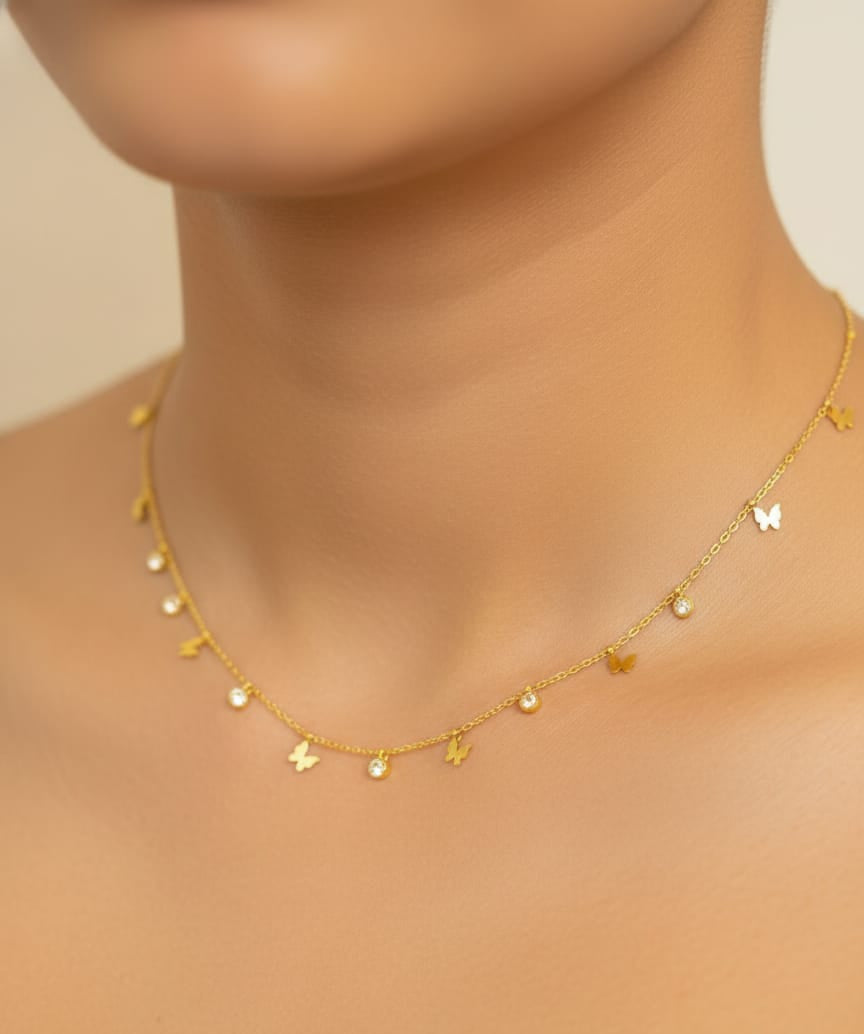 Golden Butterfly Charm Necklace | Anti-tarnish