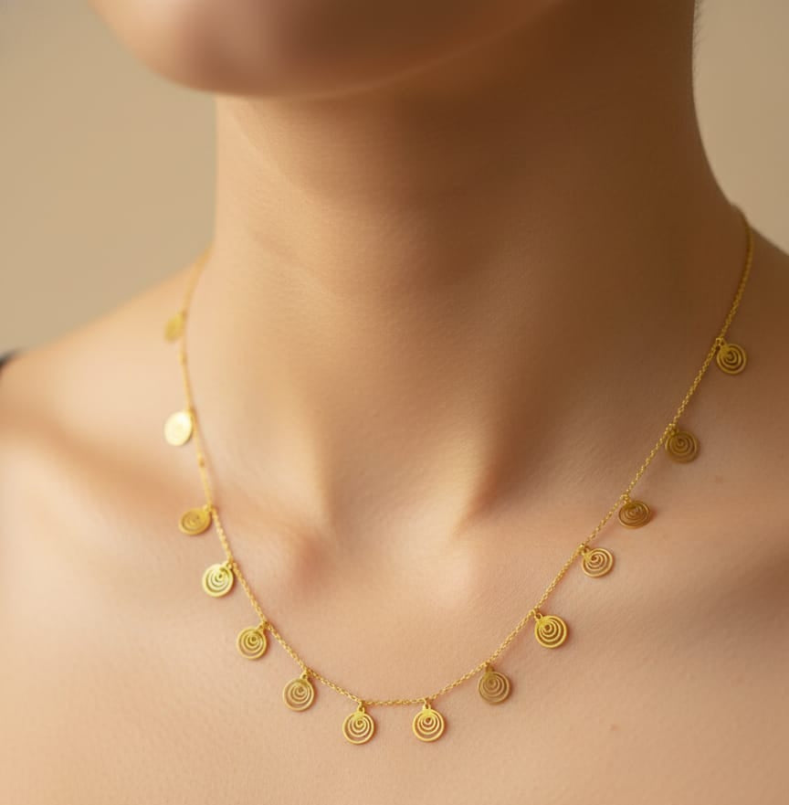 Golden Spiral Charm Necklace | Anti-tarnish