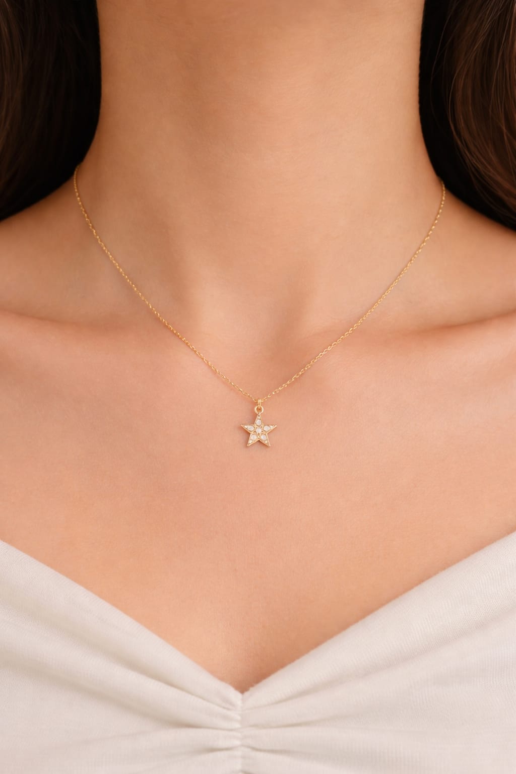 White Mini Star Everyday Necklace