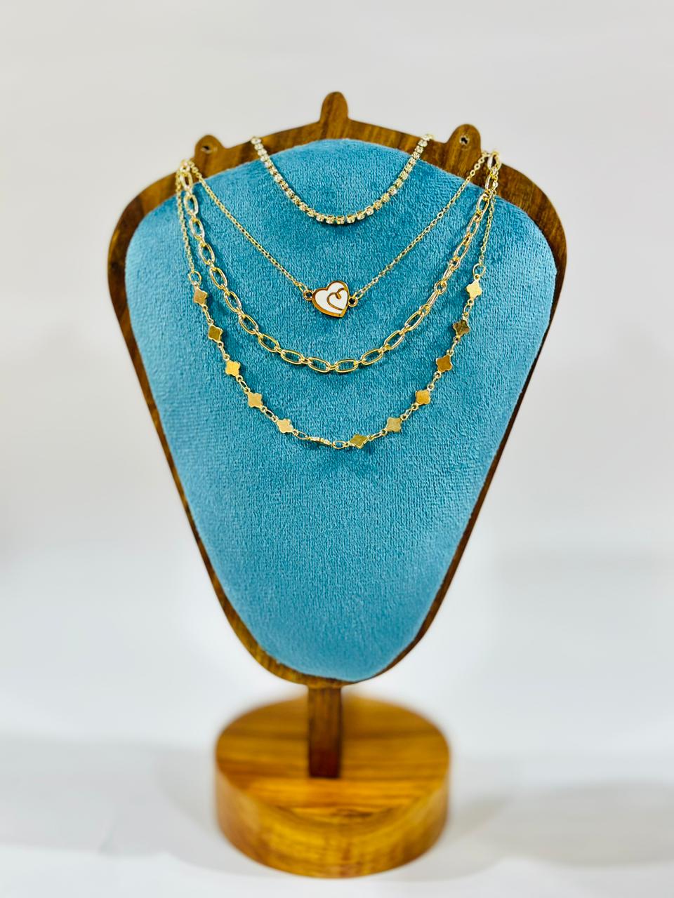 Gold Plated Layered Heart Necklace Set of 4