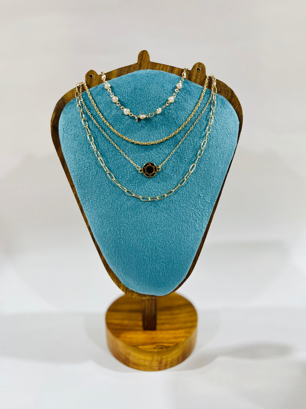 Gold Plated Oval Link Chain Necklace Set of 4