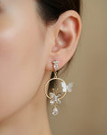 Gold Plated Floral Butterfly Drop Earrings