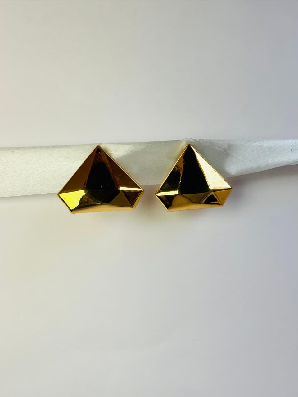 Gold Plated Pyramid Stud Earrings