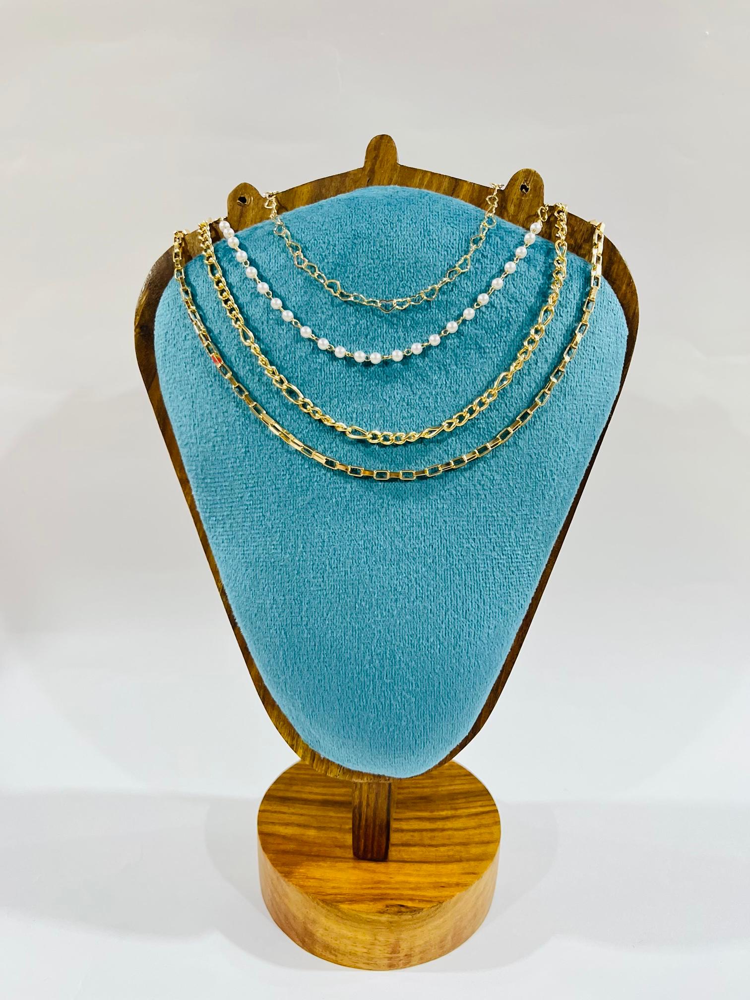 Gold Plated Layered Chain Necklace Set of 4